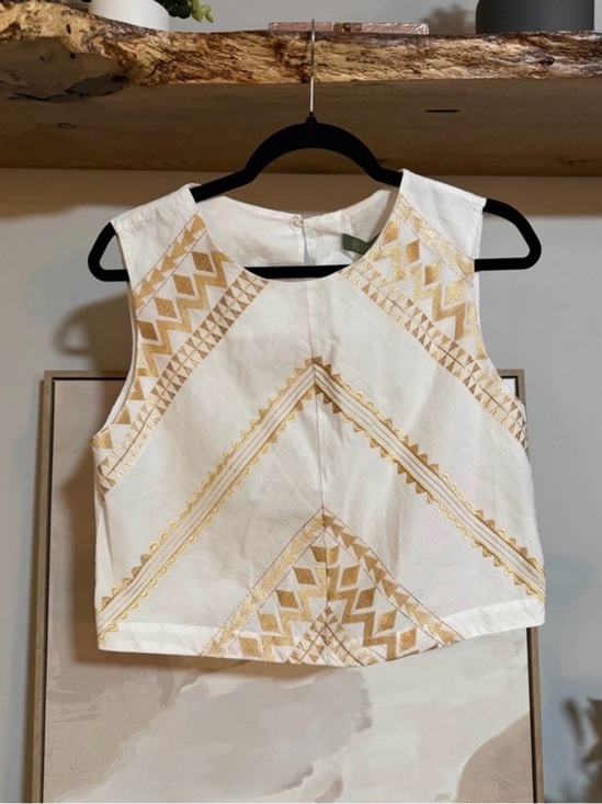 Tops - 100% Greek Linen Gold Embroidered Top